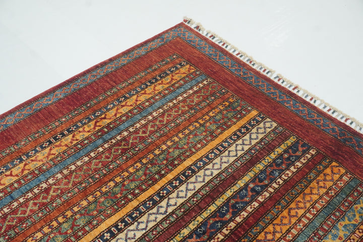 6x8 Red Turkish Style Handmade Afghan wool Rug - Yildiz Rugs