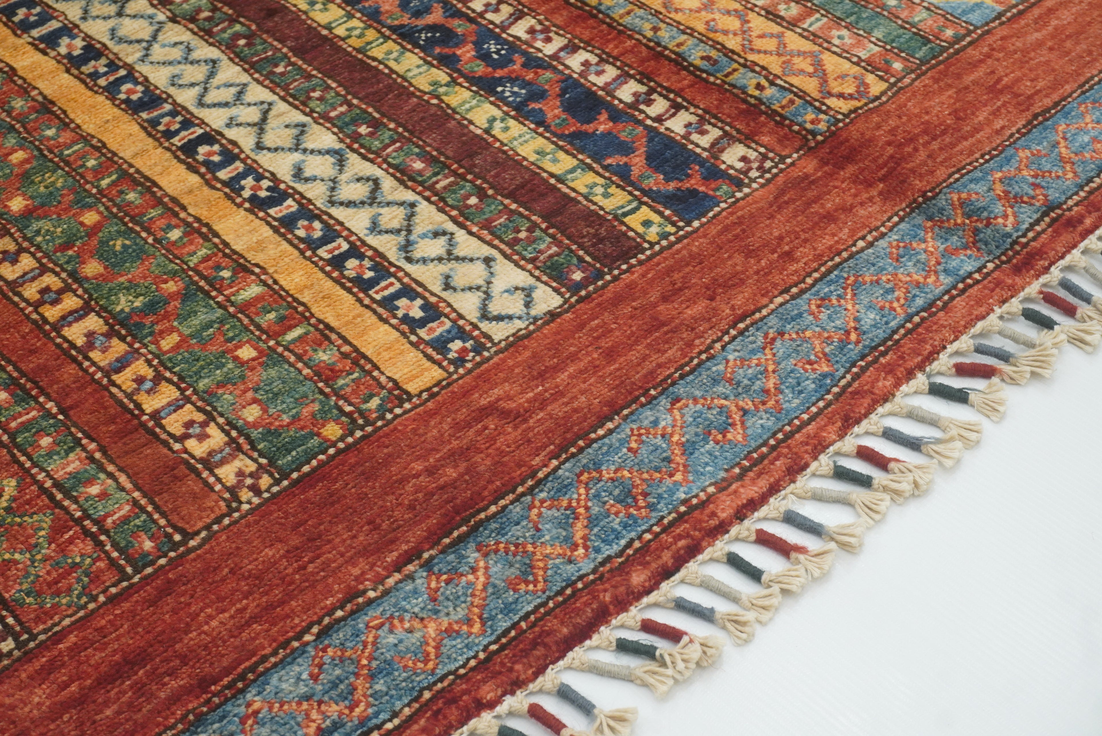 6x8 Red Turkish Style Handmade Afghan wool Rug - Yildiz Rugs