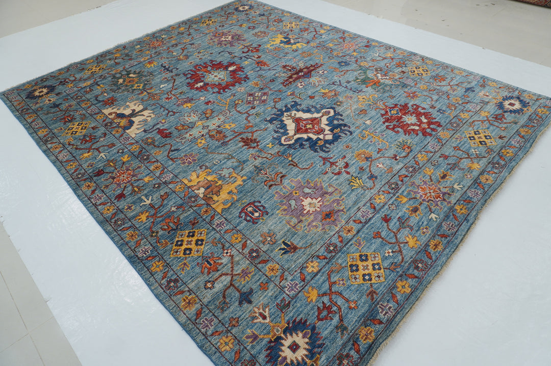 8x10 Blue Oushak Turkish Hand knotted Rug - Yildiz Rugs