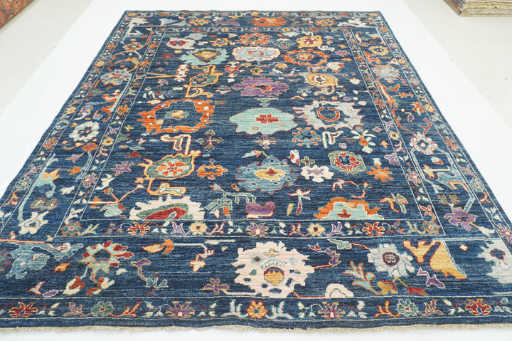 8x10 Navy Blue Turkish Oushak Hand knotted Rug - Yildiz Rugs