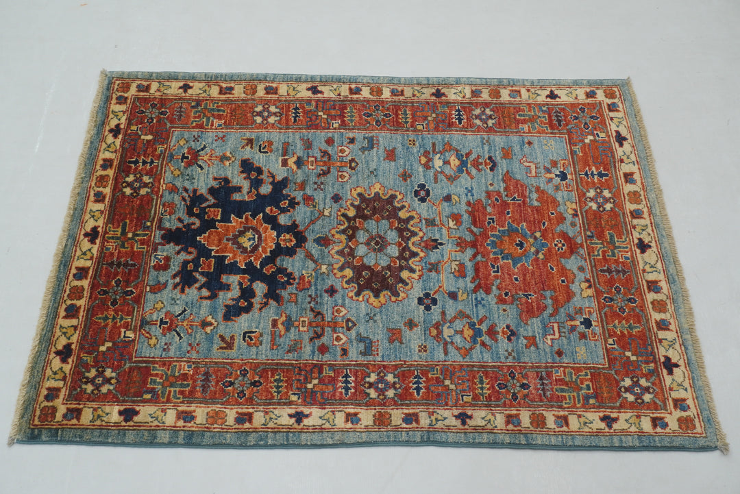 3x4 Blue Bidjar Afghan Hand knotted Rug