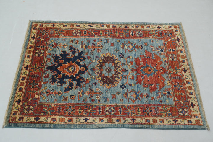 3x4 Blue Bidjar Afghan Hand knotted Rug