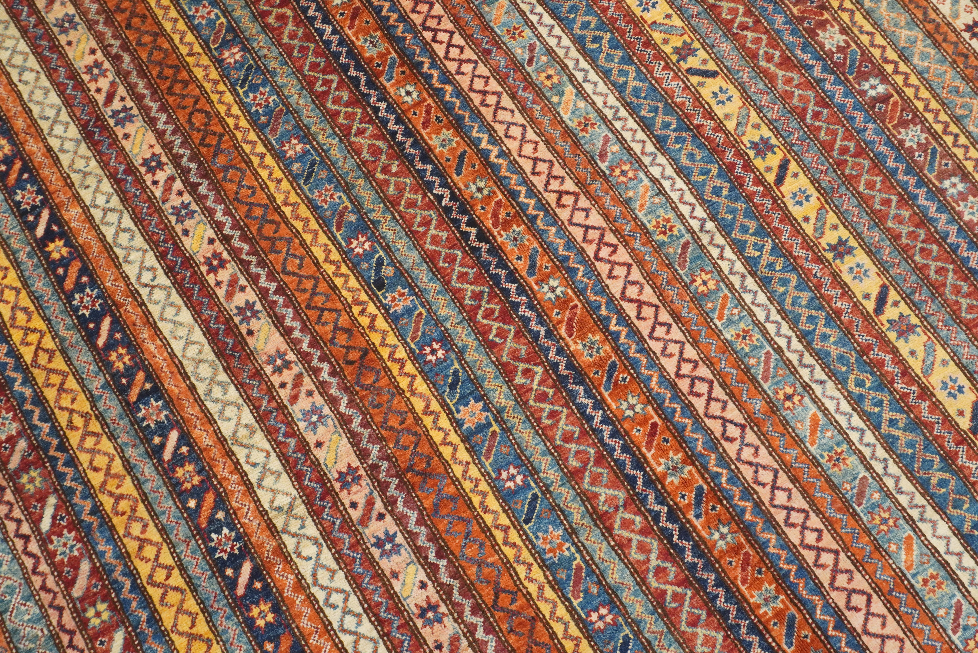 7x7 Red Afghan Hand Knotted Wool Shawl Square Rug - Yildiz Rugs