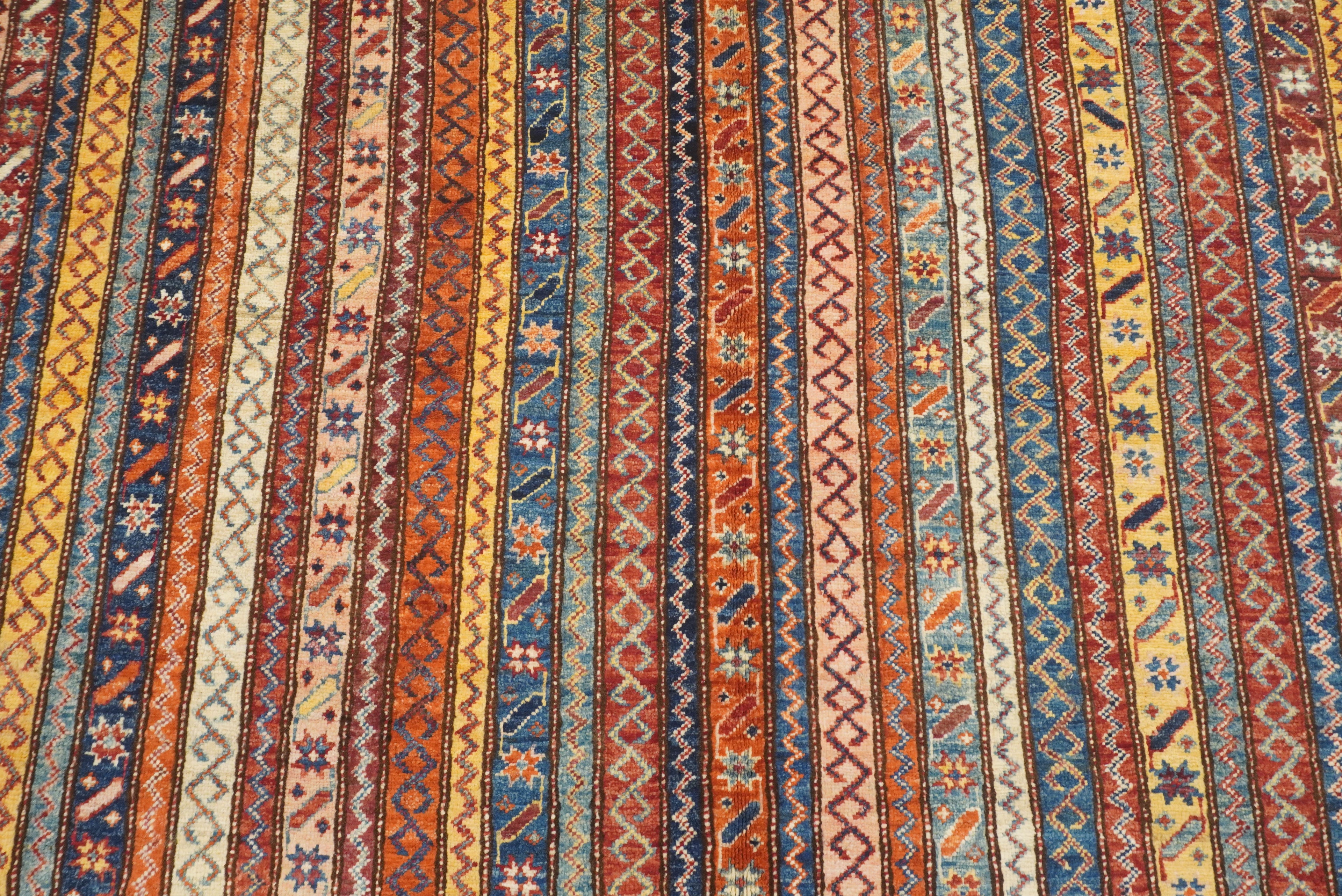 7x7 Red Afghan Hand Knotted Wool Shawl Square Rug - Yildiz Rugs