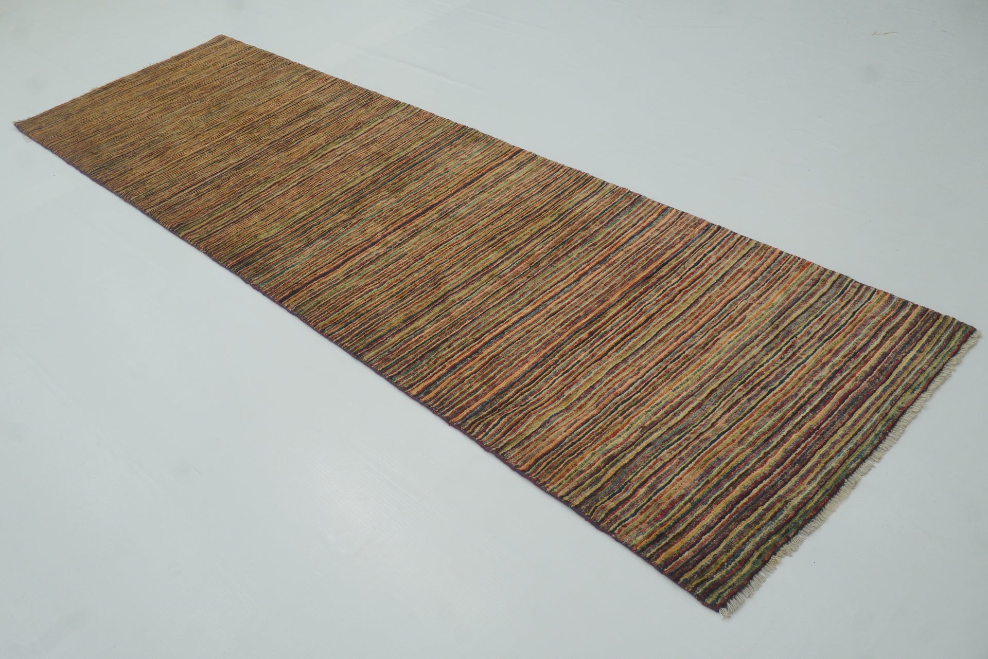 10 ft Striped Gabbeh Afghan Hand knotted Runner Rug