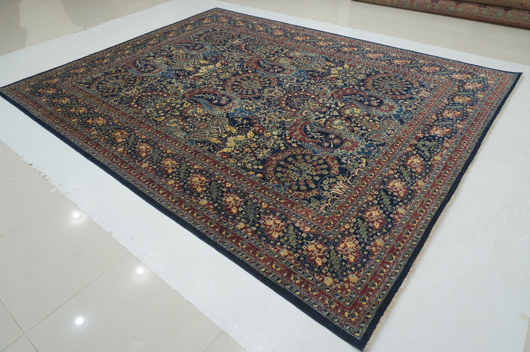 9x11 Navy Blue Turkish Hereke Hand knotted Oriental Rug