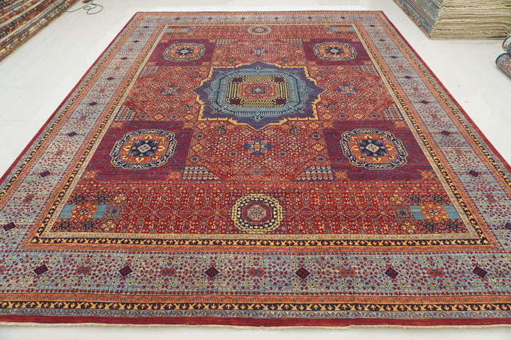 12'x14'9" Red Mamluk Turkish Hand knotted Medallion Rug - Yildiz Rugs