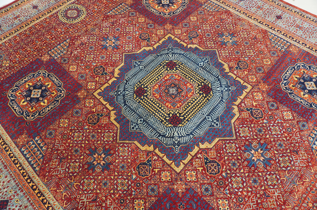 12'x14'9" Red Mamluk Turkish Hand knotted Medallion Rug - Yildiz Rugs