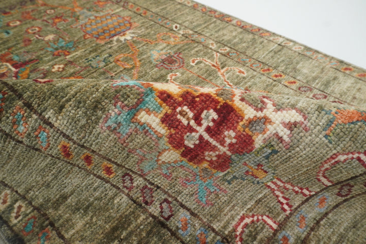 2x3 Green Afghan Waziri Floral Hand Knotted Rug - Yildiz Rugs