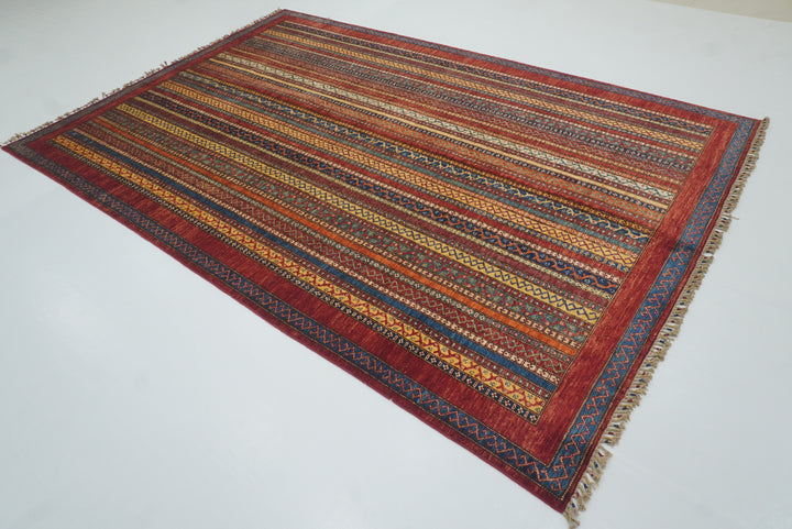 7x10 Red Turkish Style Hand-Knotted Tribal Rug - Yildiz Rugs