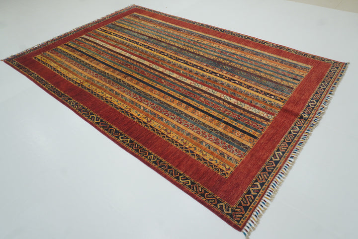7x10 Red Turkish Style Hand-Knotted Wool Rug - Yildiz Rugs