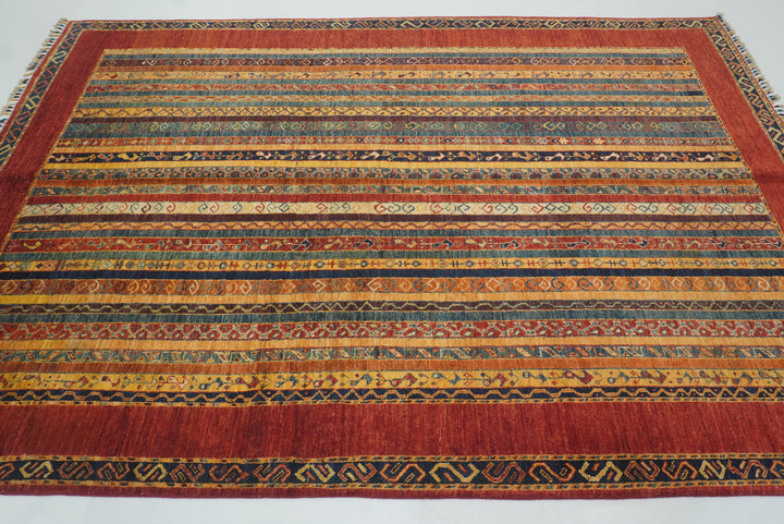 7x10 Red Turkish Style Hand-Knotted Wool Rug - Yildiz Rugs