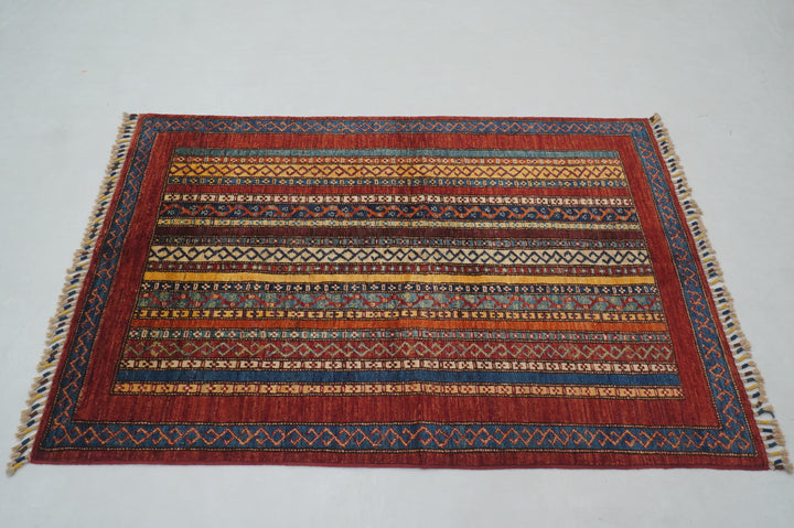 3x5 Red Turkish Shawl Hand Knotted Rug