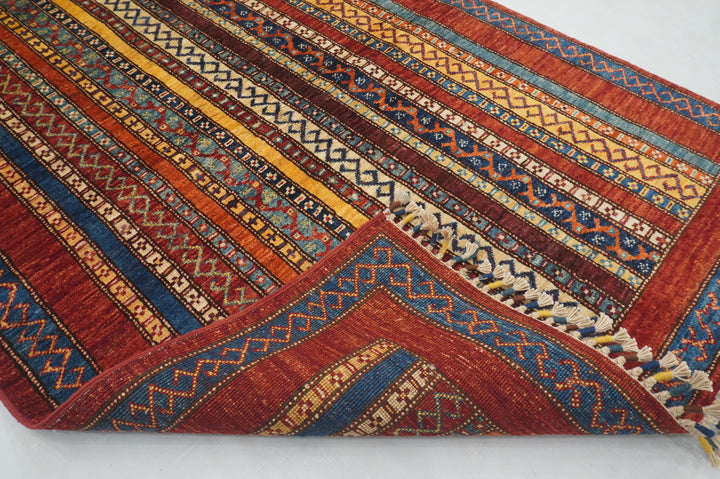 3x5 Red Turkish Shawl Hand Knotted Rug