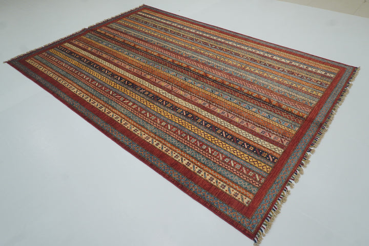 7x10 Red Turkish Style Hand-Knotted Wool Rug - Yildiz Rugs