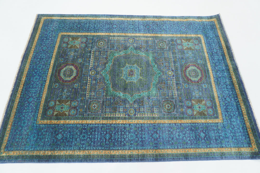 4x6 Blue Mamluk Turkish Fine Hand Knotted Medallion Rug - Yildiz Rugs