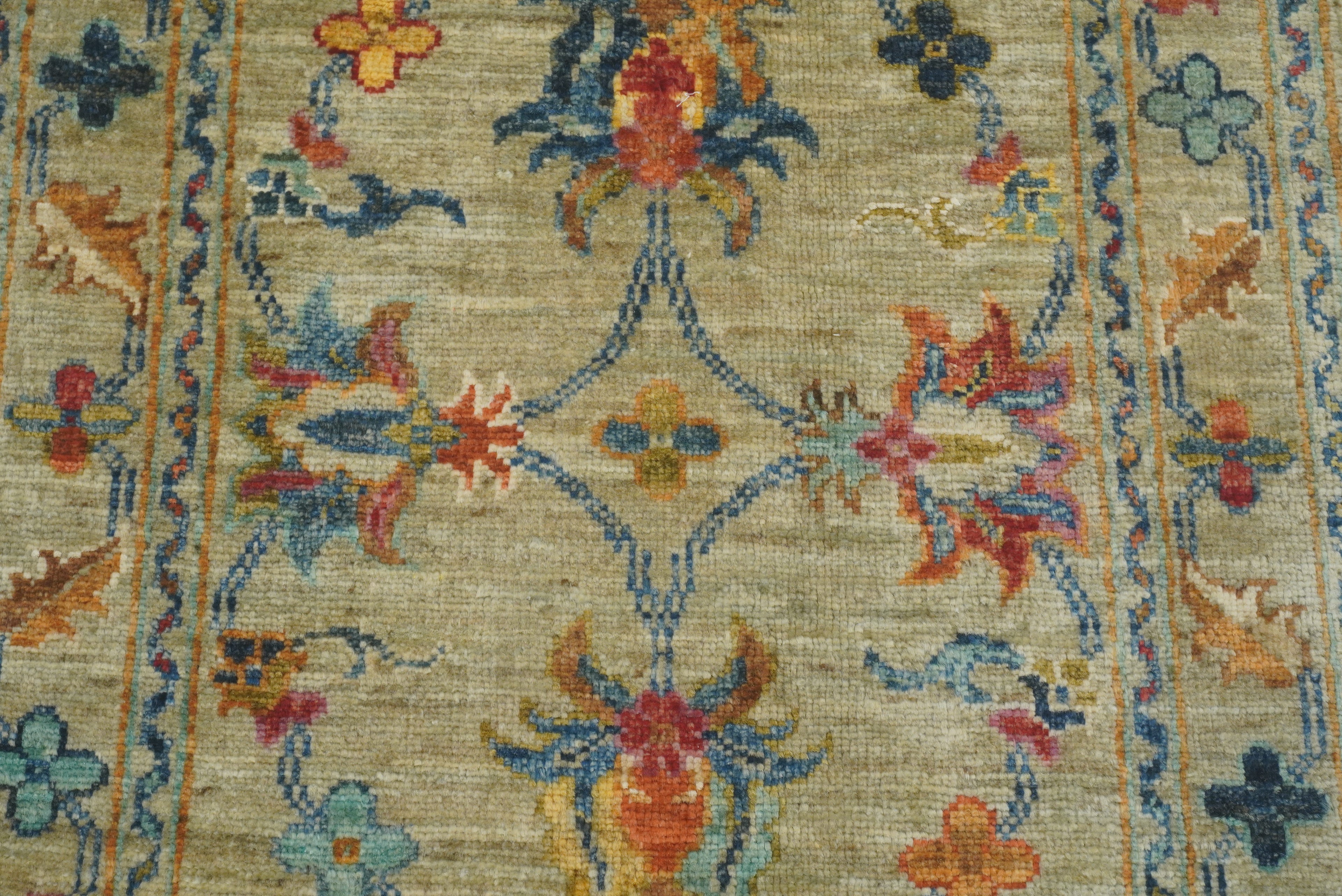 2x3 Green Afghan Waziri Floral Hand Knotted Rug - Yildiz Rugs