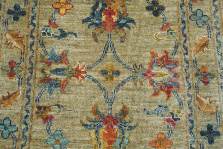 2x3 Green Afghan Waziri Floral Hand Knotted Rug - Yildiz Rugs