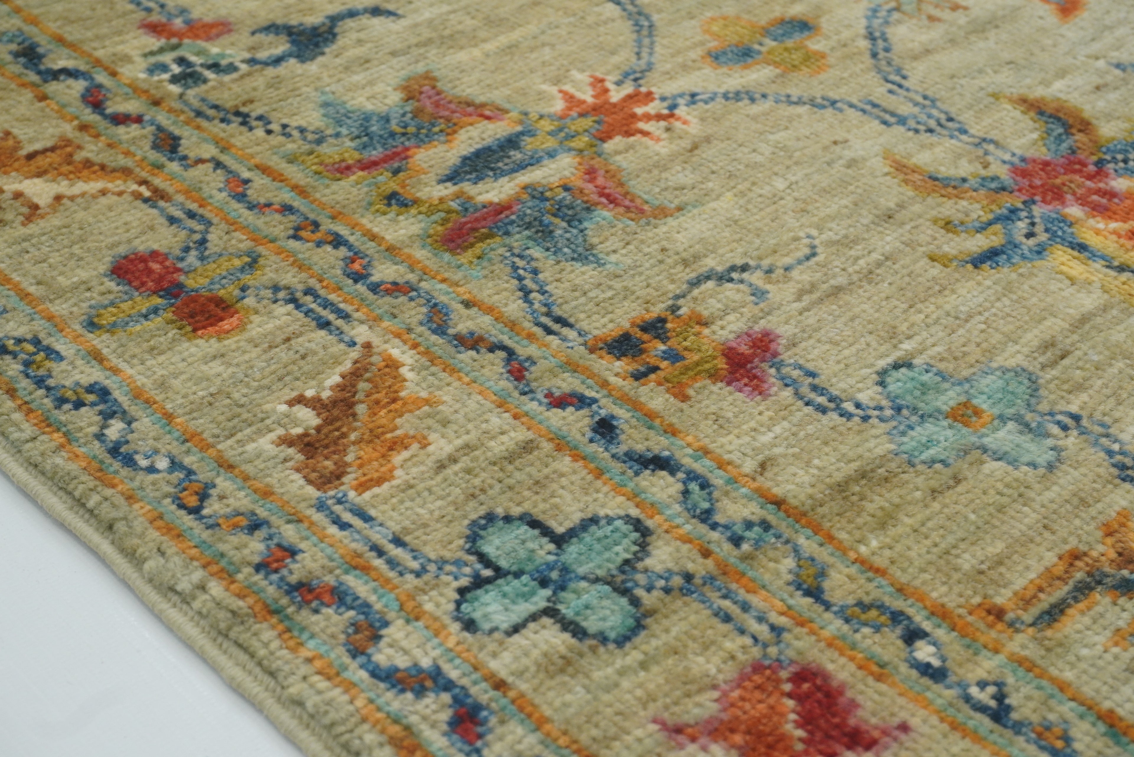 2x3 Green Afghan Waziri Floral Hand Knotted Rug - Yildiz Rugs