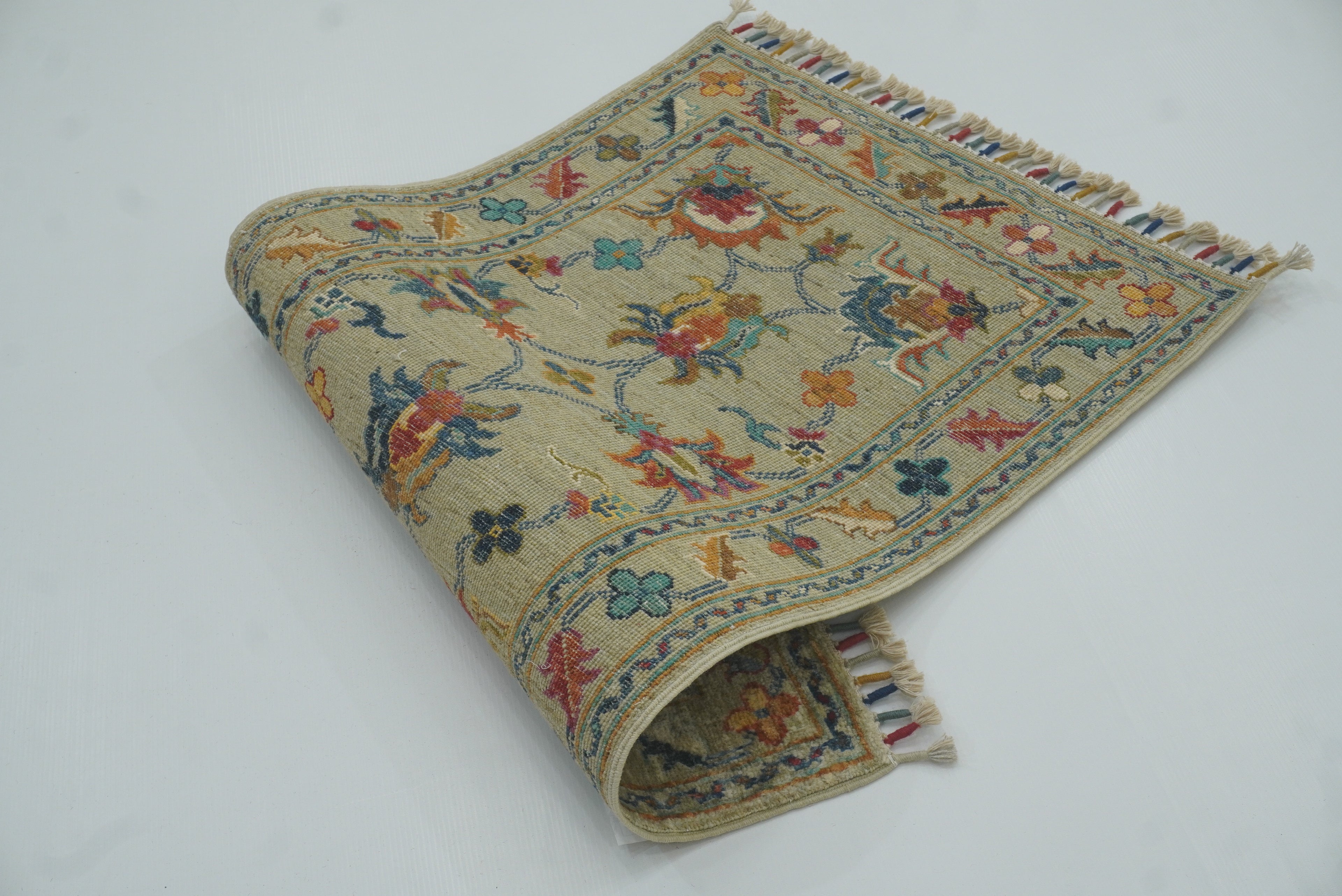 2x3 Green Afghan Waziri Floral Hand Knotted Rug - Yildiz Rugs