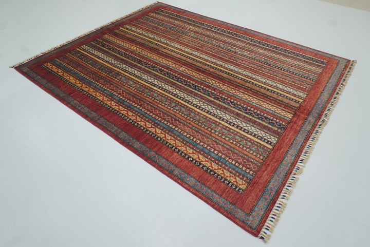 7x8 Red Area Turkish Style Hand-Knotted Rug - Yildiz Rugs