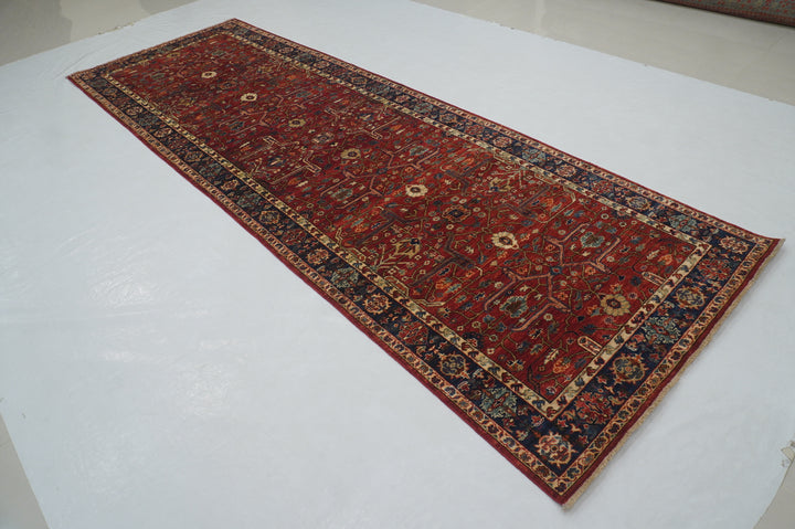 4x12 Red Bidjar Afghan Hand knotted Wide Runner Rug