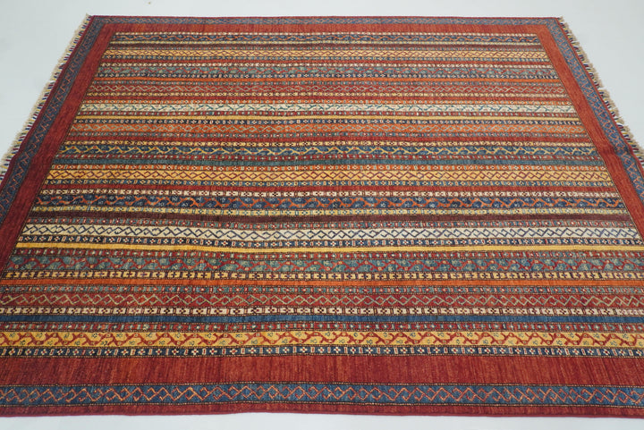 7x8 Red Area Turkish Style Hand-Knotted Tribal Rug - Yildiz Rugs