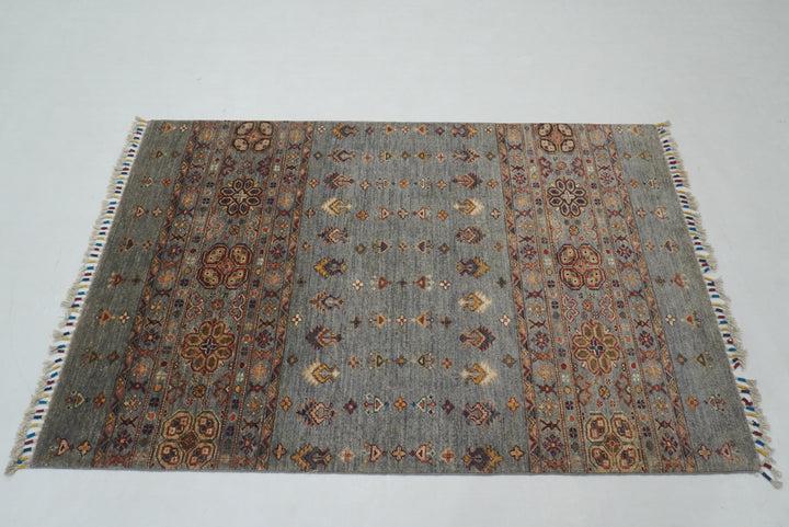 3x5 Blueish Gray Tribal Khorjin Afghan Rug