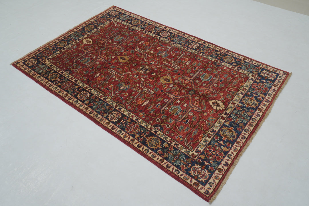 4x6 Red Bidjar Afghan hand knotted Oriental Rug