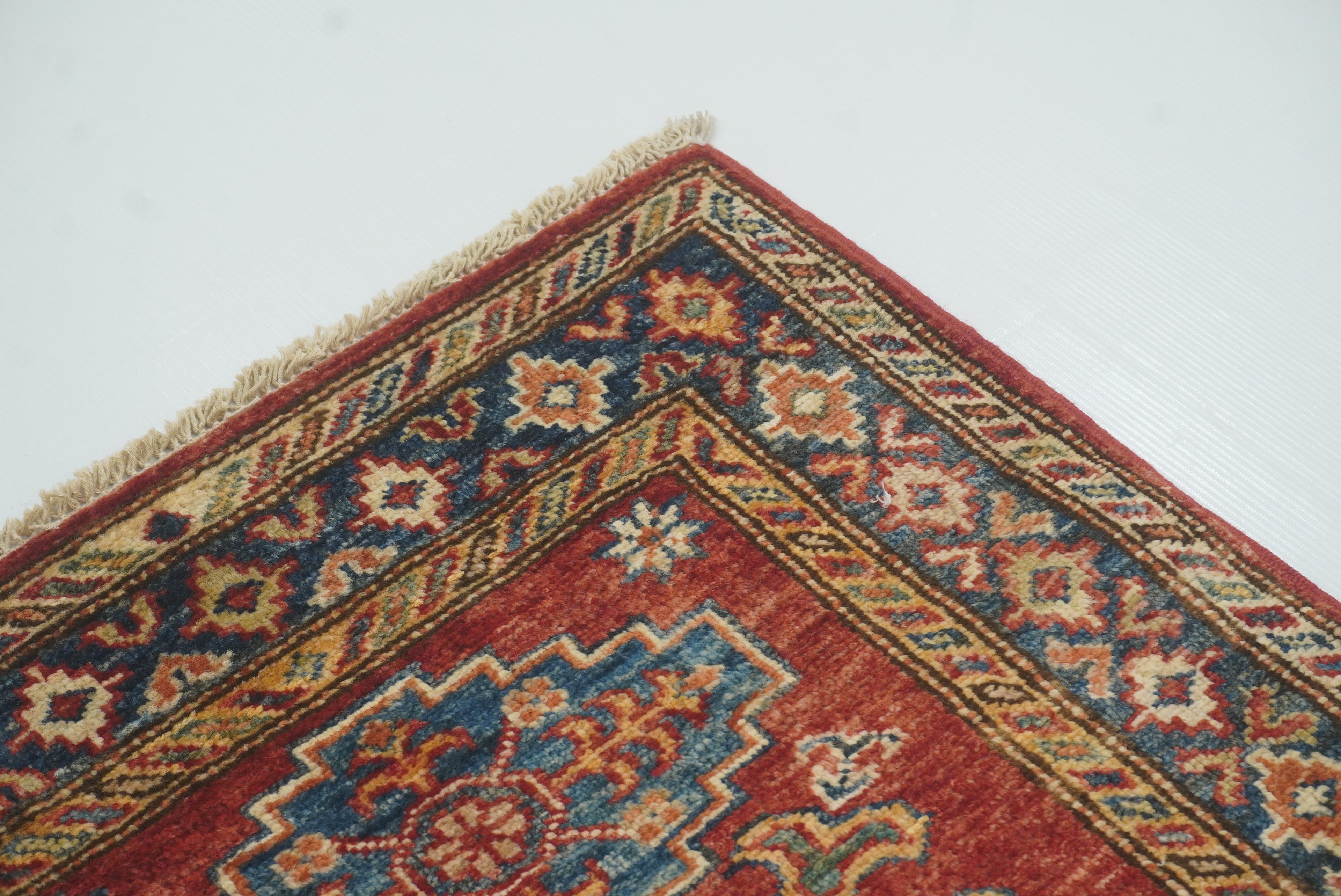 2x3 Red Kazak Hand-Knotted Afghan Rug - Yildiz Rugs