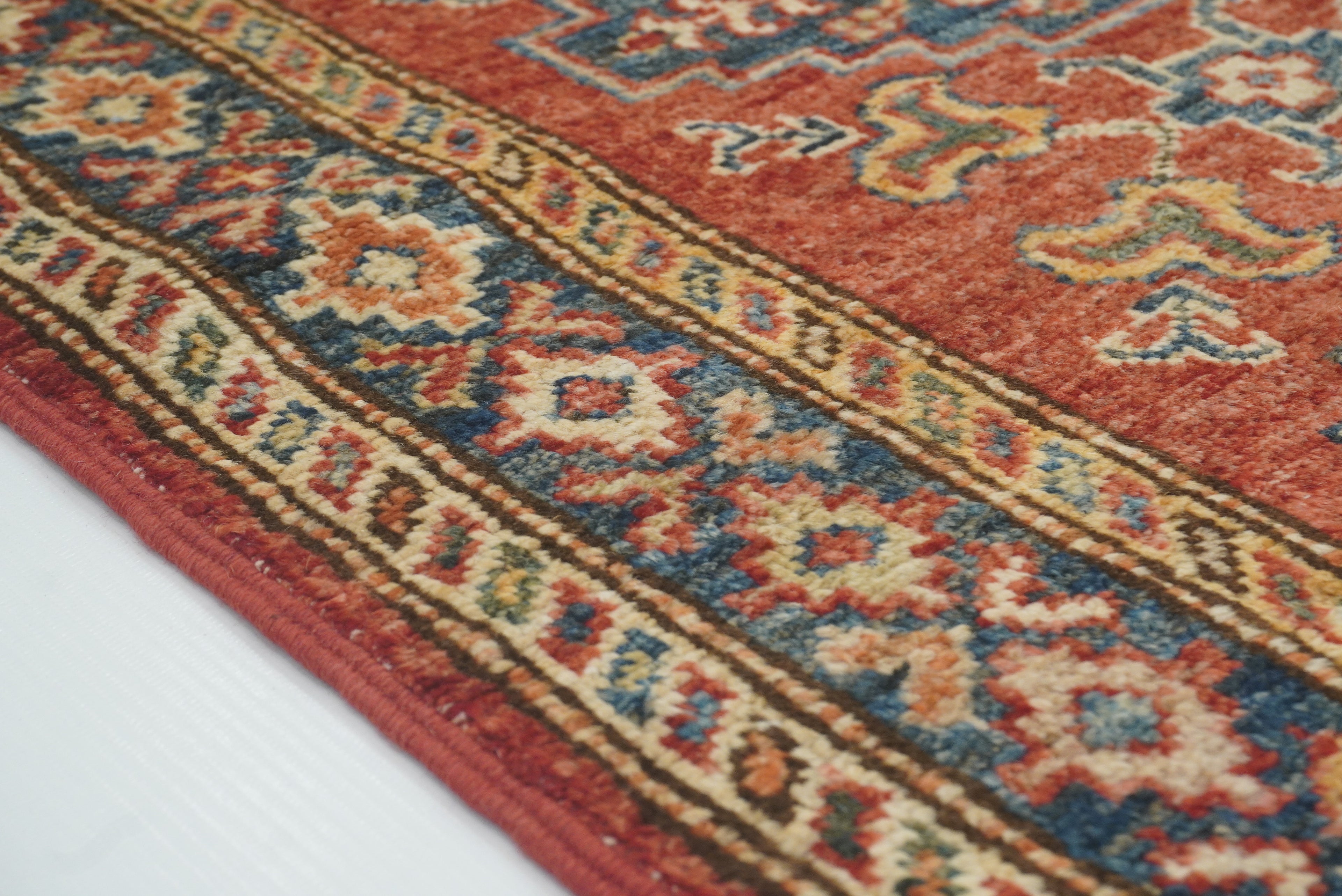 2x3 Red Kazak Hand-Knotted Afghan Rug - Yildiz Rugs