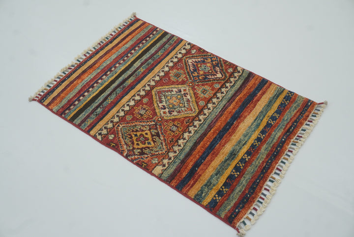 2x3 Red Khorjin Afghan Hand knotted Rug - Yildiz Rugs
