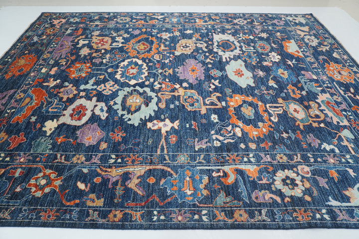 9x12 Navy Blue Oushak Turkish Hand knotted Oriental Rug - Yildiz Rugs