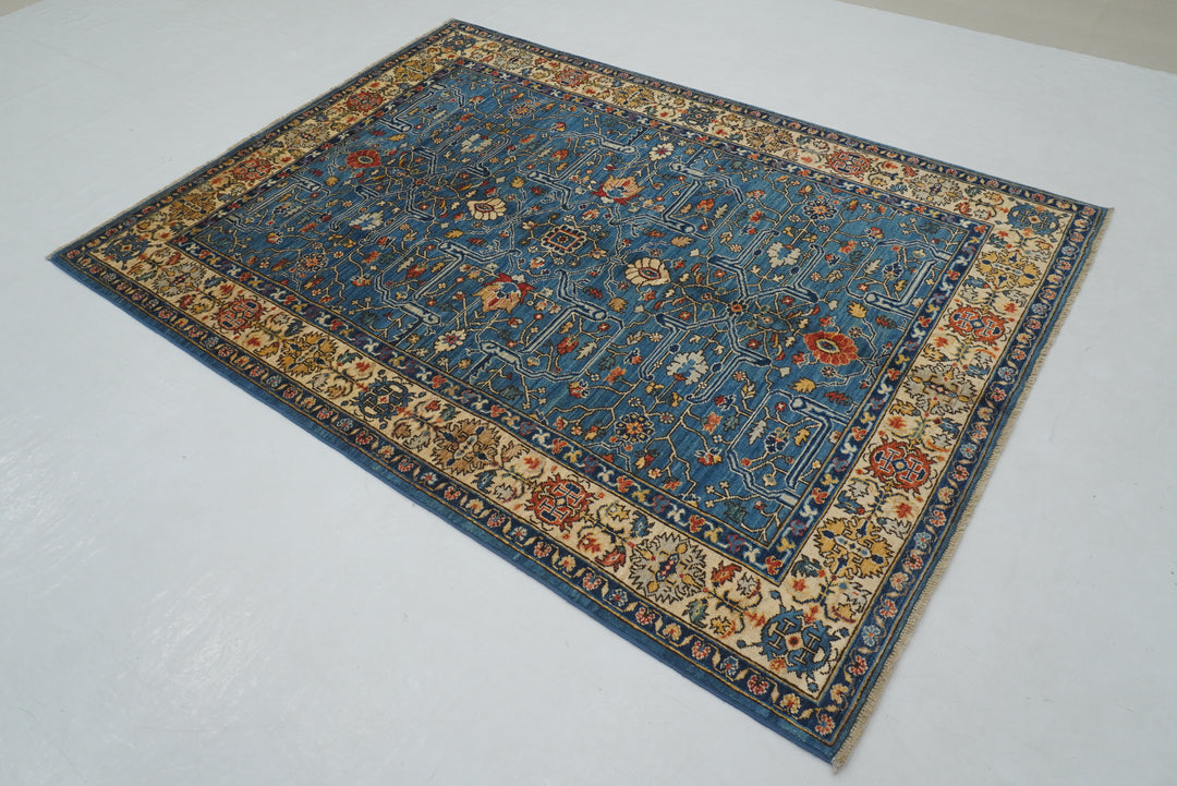 5x7 Soft Blue Bidjar Afghan Hand Knotted Oriental Rug