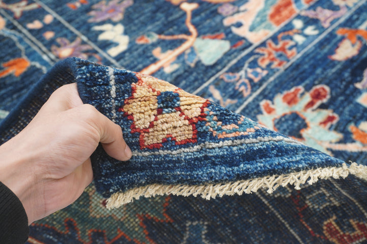 9x12 Navy Blue Oushak Turkish Hand knotted Oriental Rug - Yildiz Rugs