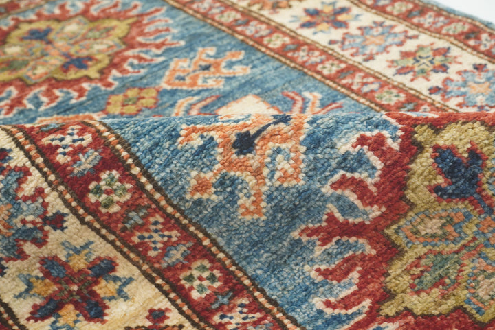 2x3 Blue Kazak Hand-Knotted Afghan Wool Rug - Yildiz Rugs
