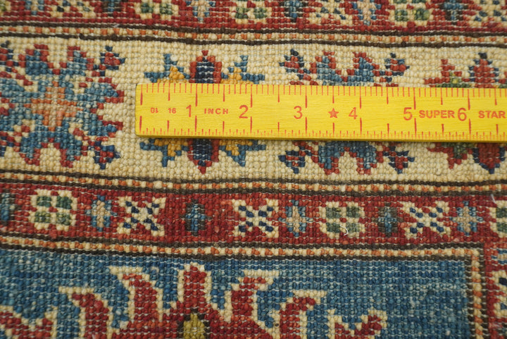 2x3 Blue Kazak Hand-Knotted Afghan Wool Rug - Yildiz Rugs