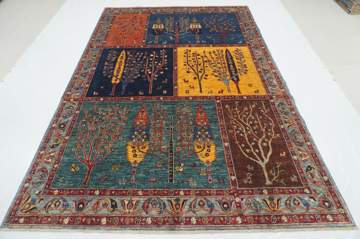 7x10 Multicolor Gabbeh Tree of Life Afghan Hand knotted Rug - Yildiz Rugs