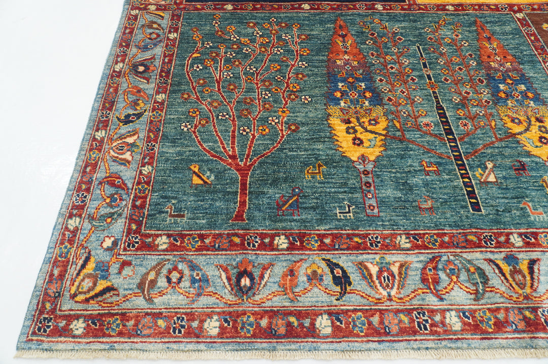 7x10 Multicolor Gabbeh Tree of Life Afghan Hand knotted Rug - Yildiz Rugs