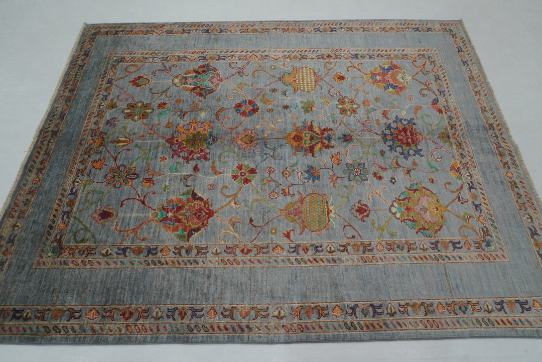 5x7 Blueish Gray Waziri Afghan Hand Knotted Oriental Rug