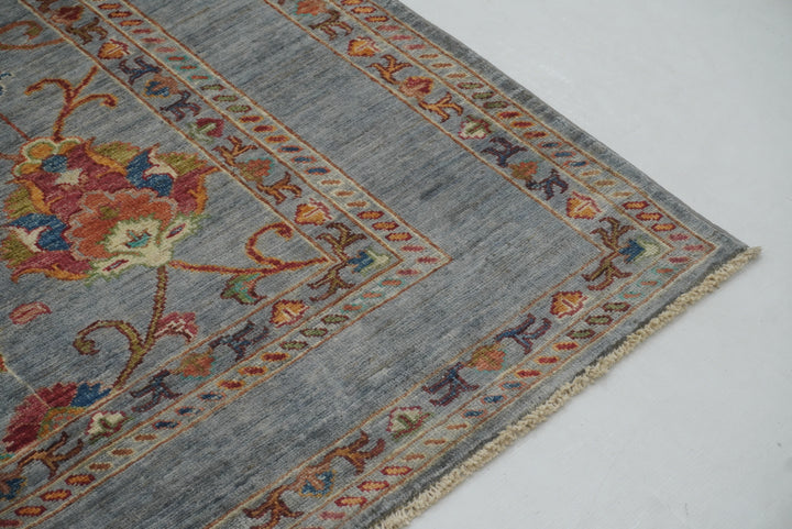 5x7 Blueish Gray Waziri Afghan Hand Knotted Oriental Rug