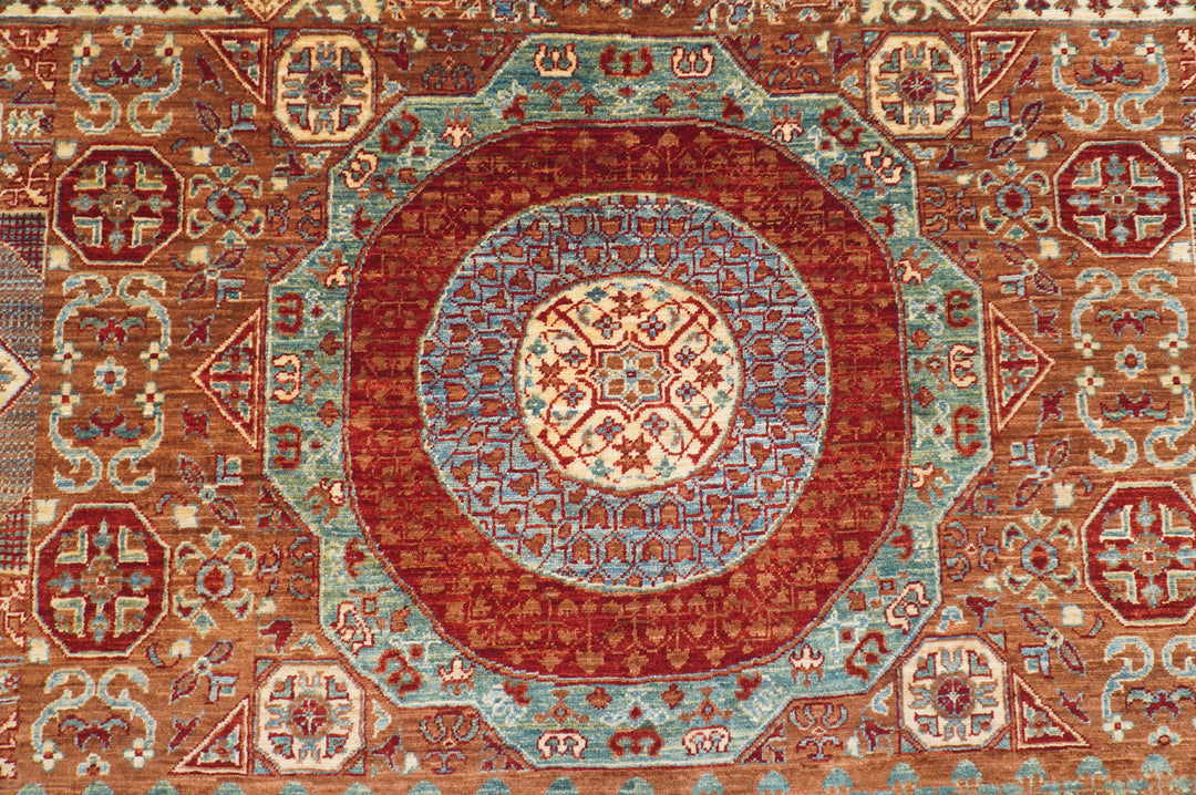 10x14 Brown Mamluk Hand knotted Wool Turkish Medallion Rug - Yildiz Rugs