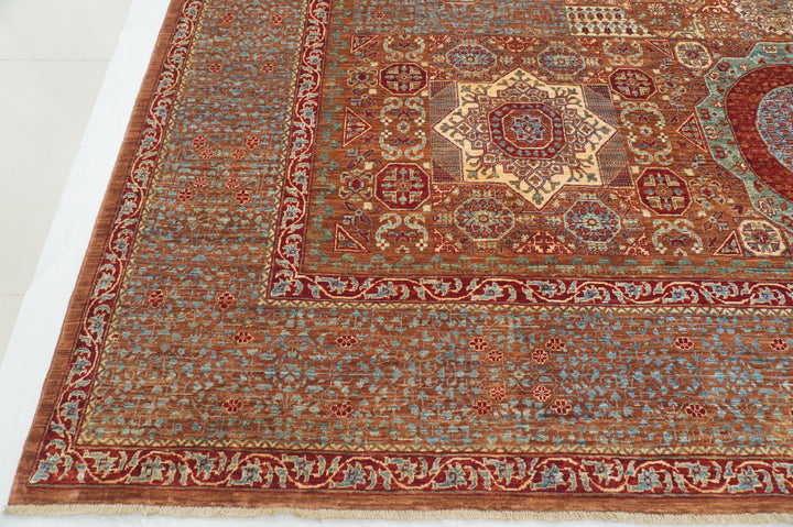 10x14 Brown Mamluk Hand knotted Wool Turkish Medallion Rug - Yildiz Rugs