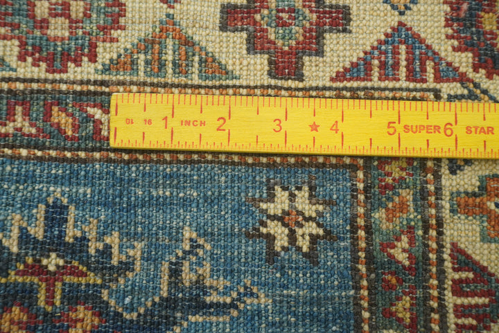 2x3 Blue Kazak Hand-Knotted Afghan Rug - Yildiz Rugs