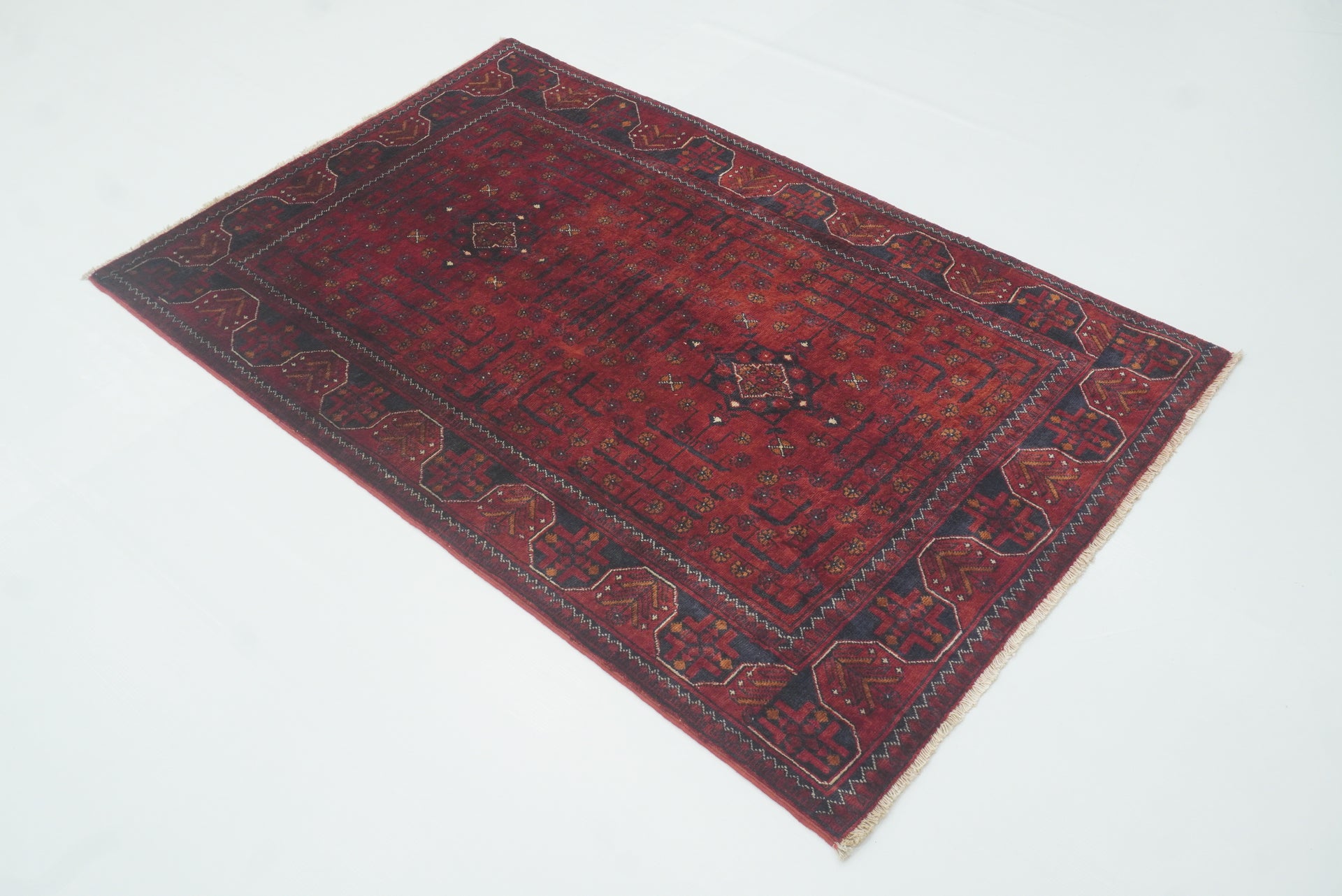 3x5 Red Afghan Khal Mohammadi Hand-Knotted Rug