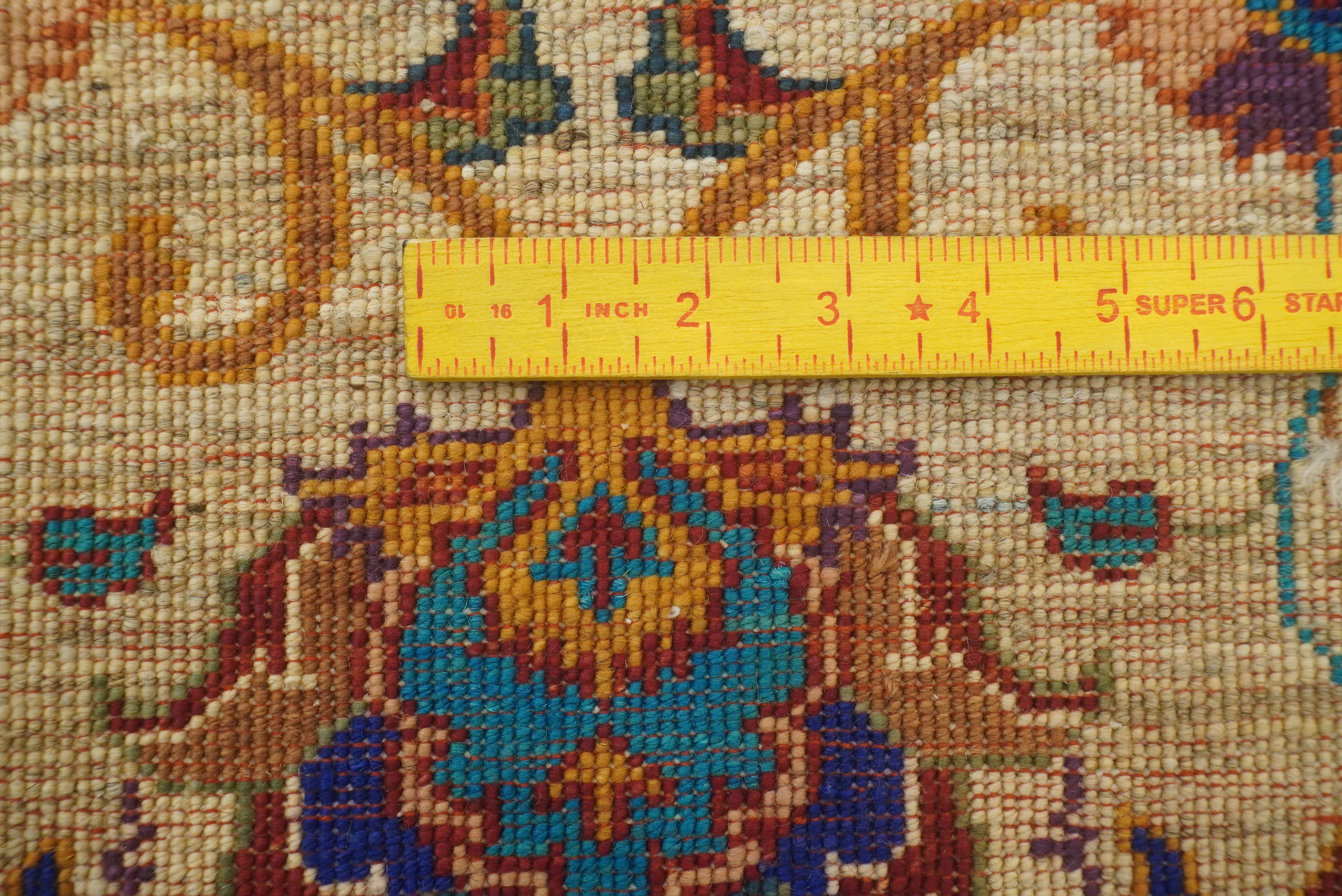 2x3 Beige Afghan Waziri Floral Hand Knotted Rug - Yildiz Rugs