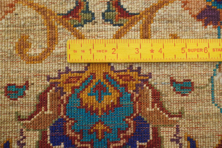 2x3 Beige Afghan Waziri Floral Hand Knotted Rug - Yildiz Rugs