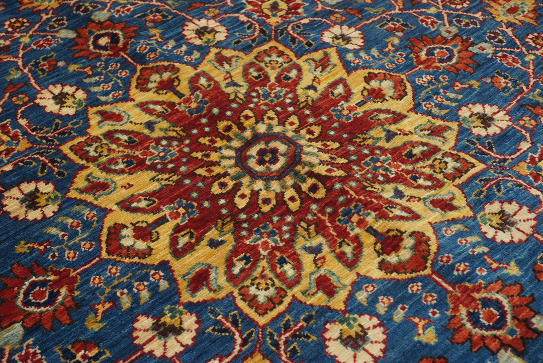 8x10 Red Afghan Hand Knotted Medallion Rug