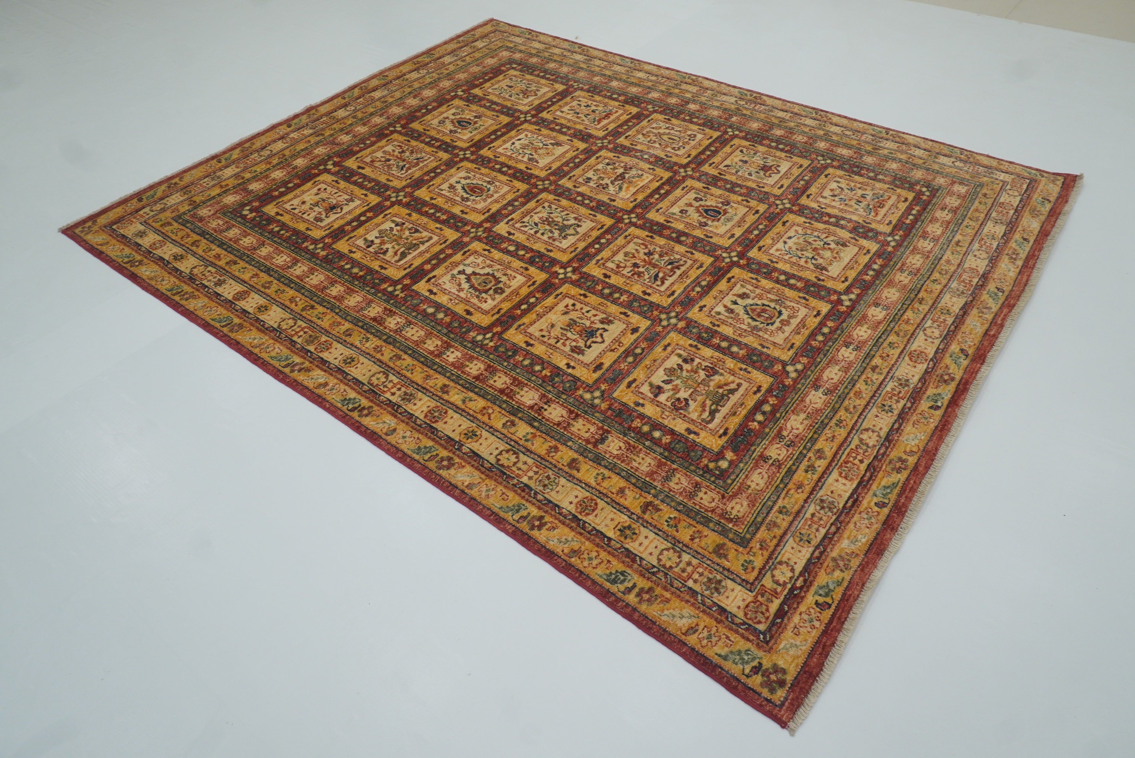 7x8 Beige Bakhtiar Afghan Hand-Knotted Oriental Rug - Yildiz Rugs