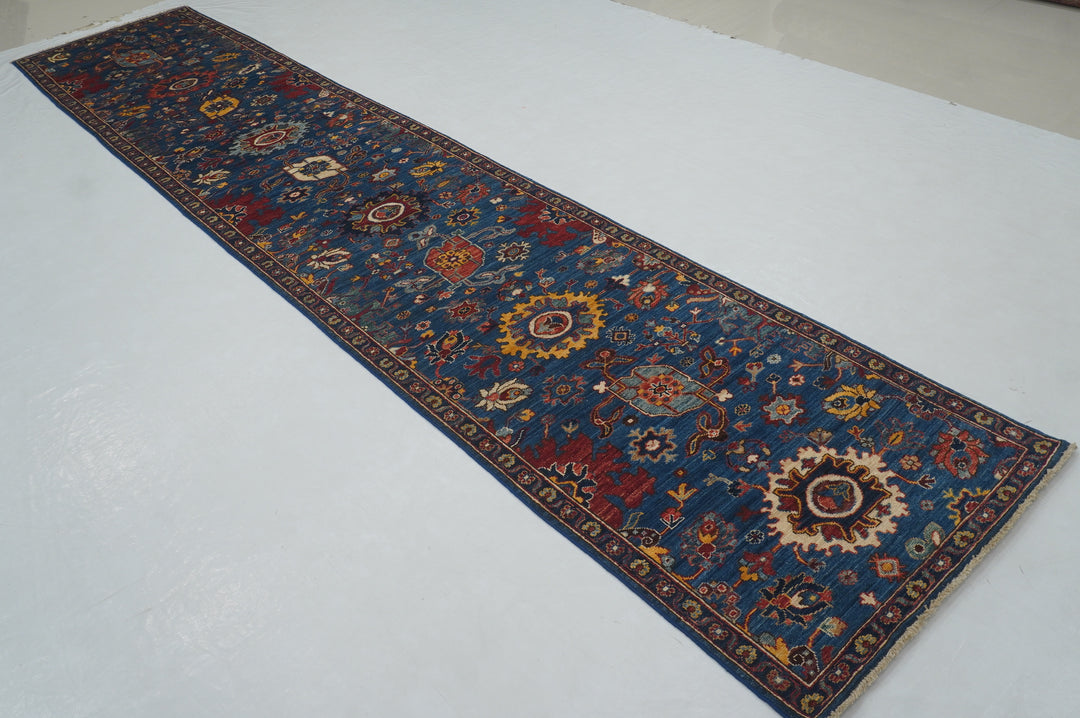 14 Ft Blue Bidjar Afghan hand knotted Oriental Runner Rug